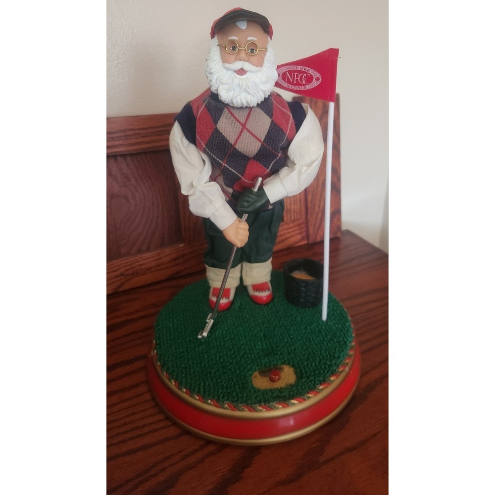 Vintage Gemmy Animated Golfing Santa Musical Putting Christmas Decoration